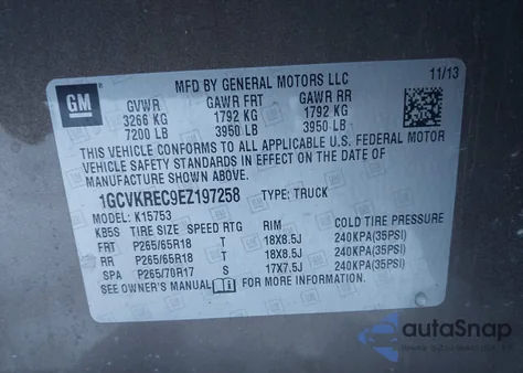 2014 Chevrolet Silverado 1500 1Lt z USA, uszkodzony, nr VIN 1GCVKREC9EZ197258